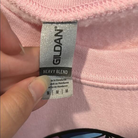 Gildan Heavy Blend Pink Sweatshirt – Medium – Custom Wednesday Inspired Graphic - Picture 7 of 7